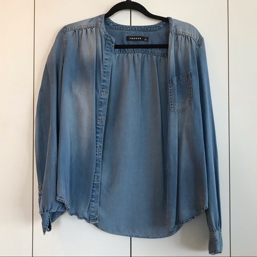 Trouve Super Soft Chambray Button Down - image 2